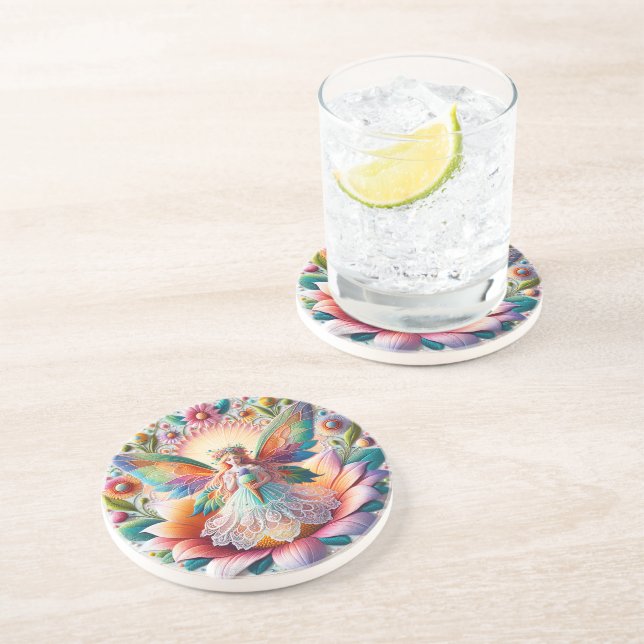 Colorful Summer Fairy Ice-Cream Coaster (Side)