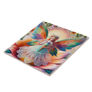 Colorful Summer Fairy Illustration Ceramic Tile