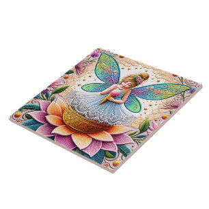 Colorful Summer Fairy Two Illustration Ceramic Tile