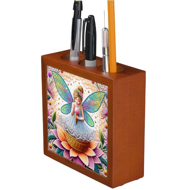 Colorful Summer Fairy Two  Illustration Desk Organizer (In Situ)