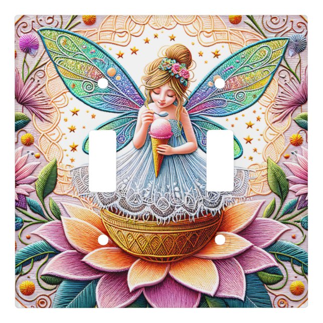 Colorful Summer Fairy Two  Illustration Light Switch Cover (Front)
