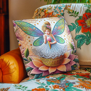 Colorful Summer Fairy Two Illustration Throw Pillow