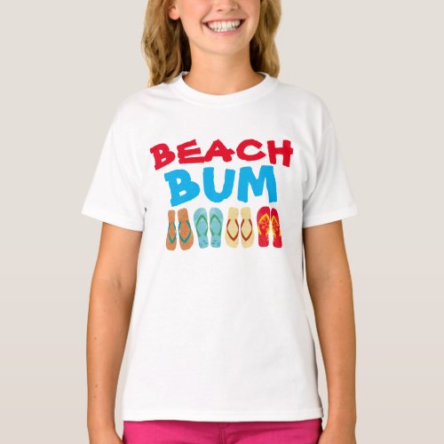 Colorful Summer Flip Flops Beach Bum Kids T Shirt