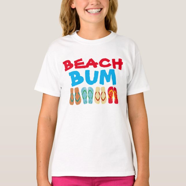 Colorful Summer Flip Flops Beach Bum Kids T Shirt (Front)