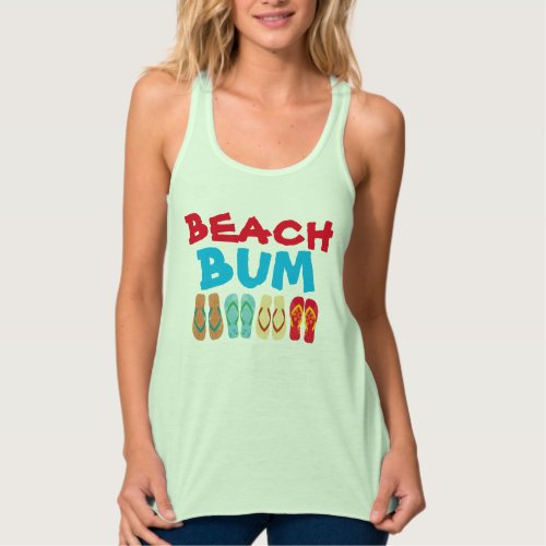 Colorful Summer Flip Flops Beach Bum Tank Top