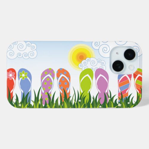 Colorful Summer Flip Flops Fun In The Sun Garden iPhone 15 Case