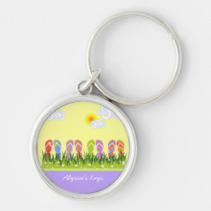 Colorful Summer Flip Flops Fun In The Sun Garden Keychain