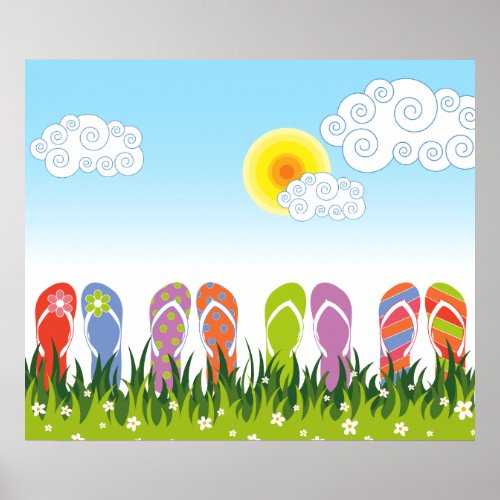 Colorful Summer Flip Flops Fun In The Sun Garden Poster