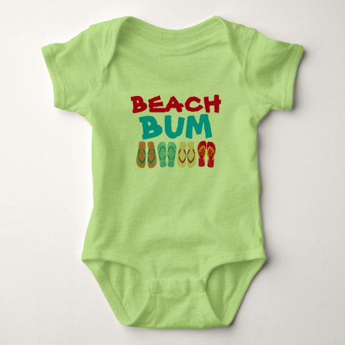 Colorful Summer Flip Flops Green Beach Bum Baby Baby Bodysuit