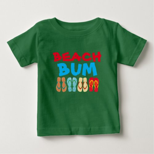 Colorful Summer Flip Flops Green Beach Bum Baby Baby T_Shirt