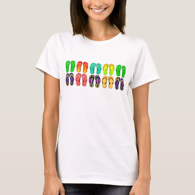 Colorful Summer Flip Flops T-Shirt (Front)