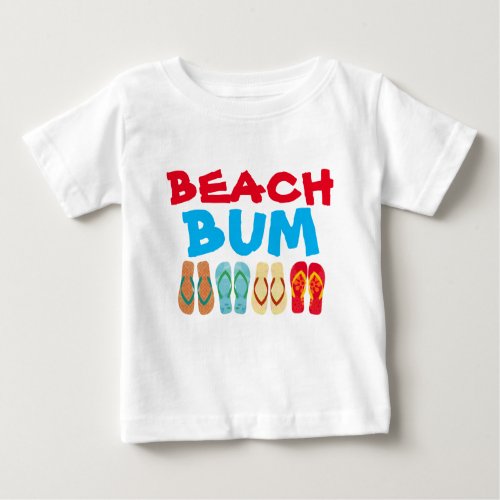 Colorful Summer Flip Flops White Beach Bum Baby Baby T_Shirt
