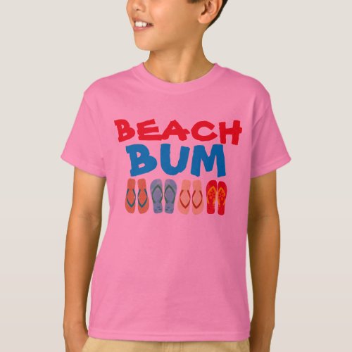 Colorful Summer Flip Flops Yellow Beach Bum T T_Shirt