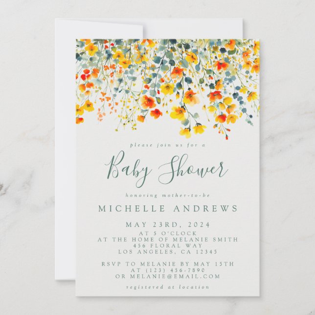 Colorful Summer Floral Baby Shower Invitation (Front)