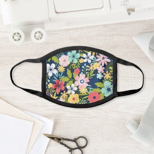 Colorful Summer Floral Blooms Pattern Face Mask