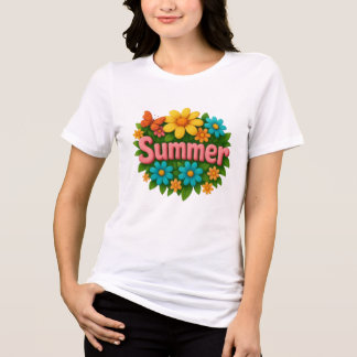 Colorful Summer Floral Design  Tri-Blend Shirt