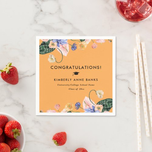 Colorful Summer Floral Graduation Napkins