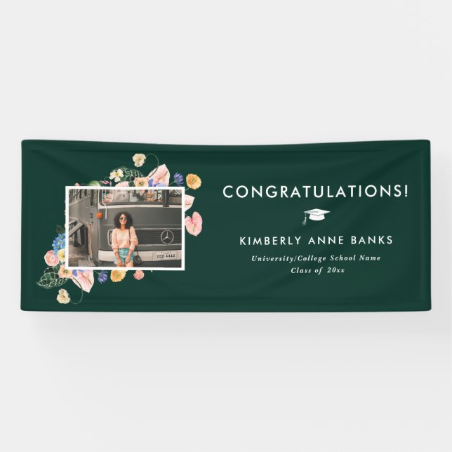 Colorful Summer Floral Graduation Photo Banner (Horizontal)