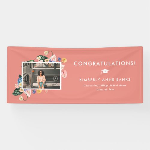 Colorful Summer Floral Graduation Photo Banner