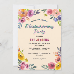 Colorful Summer Floral Housewarming Invitation