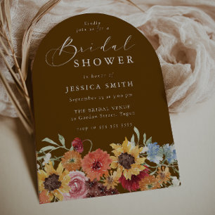 Colorful Summer Floral Modern Arch Bridal Shower Invitation