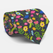 Colorful Summer Floral Neck Tie