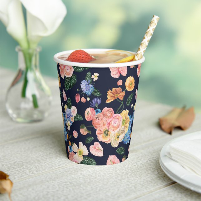 Colorful Summer Floral Party Paper Cups (Insitu)