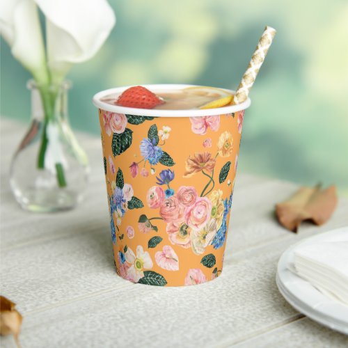 Colorful Summer Floral Party Paper Cups