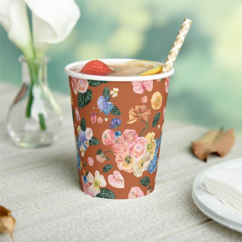 Colorful Summer Floral Party Paper Cups