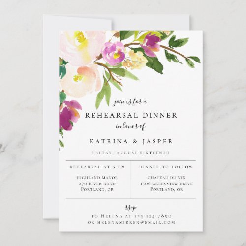 Colorful Summer Floral Rehearsal Dinner Invitation