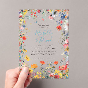 Colorful Summer Floral Wedding Acrylic Invitations