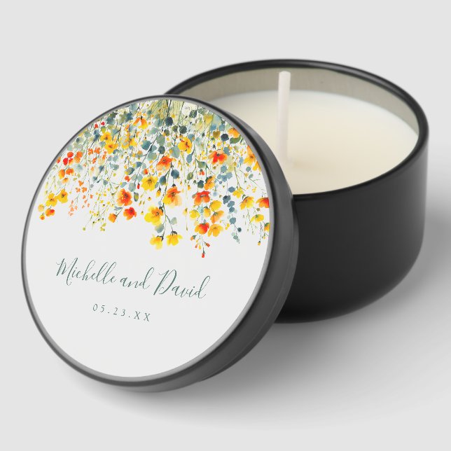 Colorful Summer Floral Wedding Mini Candle Favors (Corner)