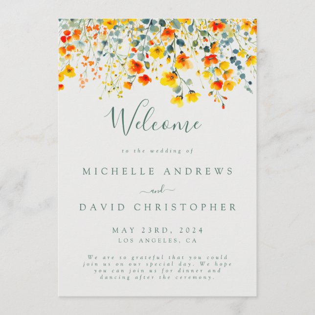 Colorful Summer Floral Wedding Program (Front)