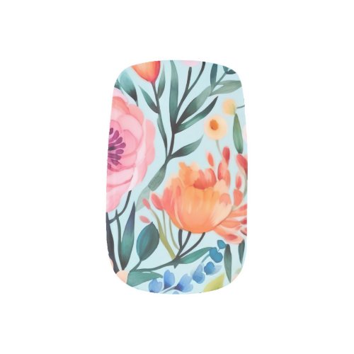 colorful summer flower design minx nail art