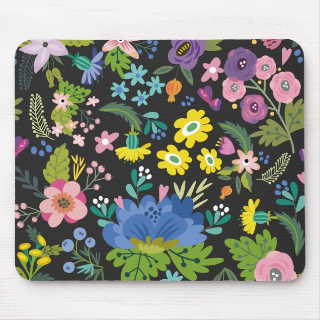Colorful Summer Flower Pattern Mouse Pad (Front)