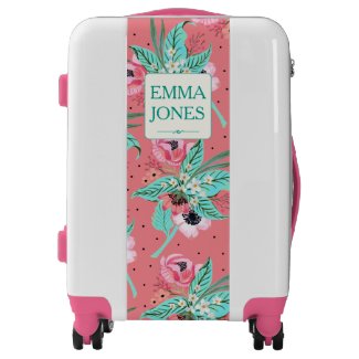 Colorful Summer Flowers Coral Personalized Luggage