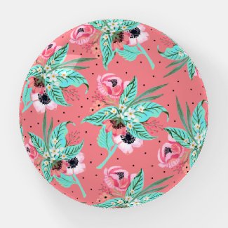 Colorful Summer Flowers - Coral Pink Paperweight
