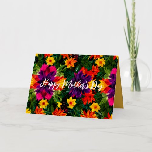Colorful Summer Flowers Mothers day Foil Holiday Card