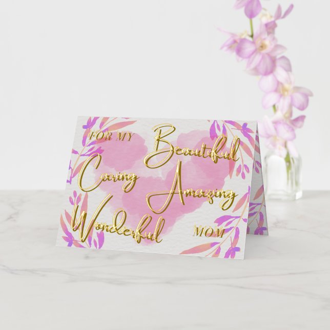 Colorful Summer Flowers Mother's day Foil Holiday Card (Orchid)