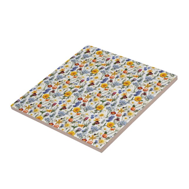 Colorful Summer Flowers on Small Printing Tile (Side)