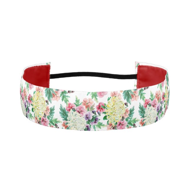 Colorful summer flowers pattern athletic headband (Front)