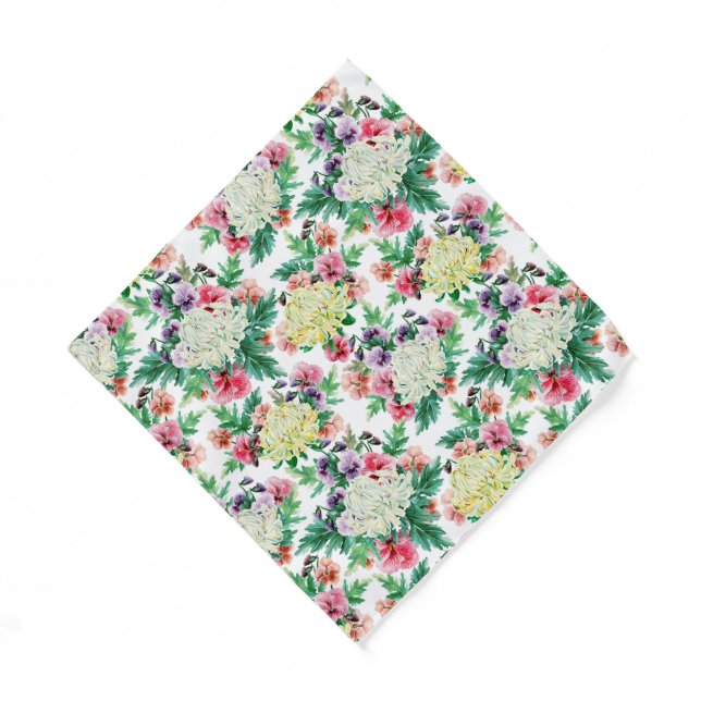 Colorful summer flowers pattern bandana (Front)