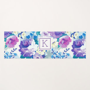 Colorful summer flowers pattern collage yoga mat