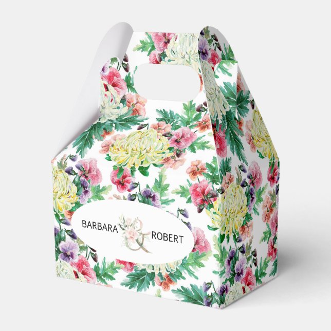 Colorful summer flowers pattern favor boxes (Back Side)