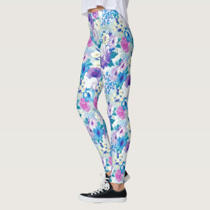 Colorful Summer Flowers Pattern Leggings