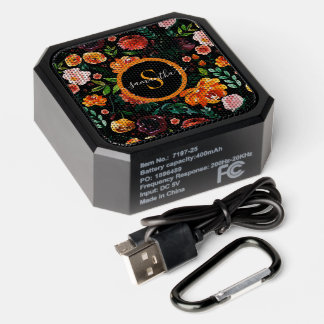 Colorful Summer Flowers Pattern Monogram Bluetooth Speaker