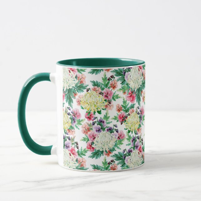 Colorful Summer flowers pattern Mug (Left)