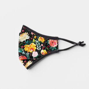 Colorful summer flowers pattern premium face mask