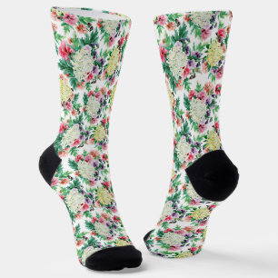 Colorful summer flowers pattern socks