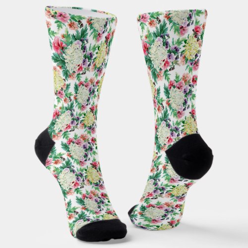 Colorful summer flowers pattern socks